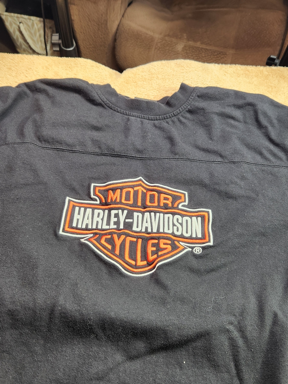 Harley-Davidson Black Tee with Orange Logo T-shirt 100% Cotton 2XL